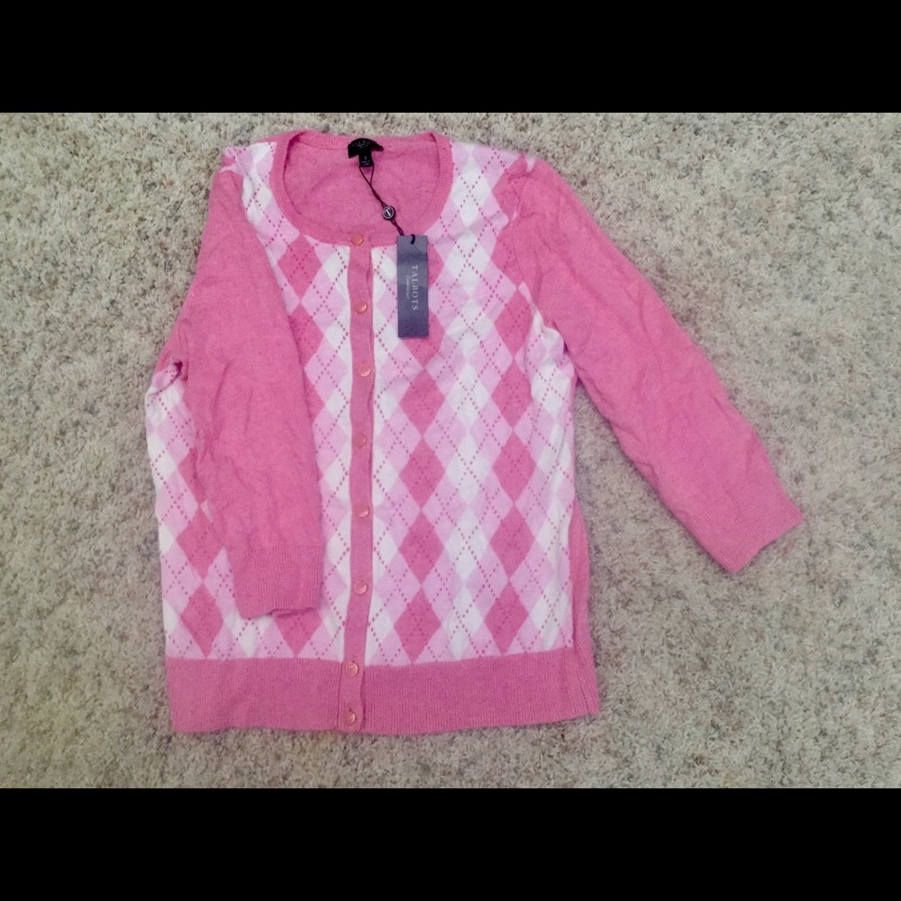 Talbots small petite argyle sweater NWT